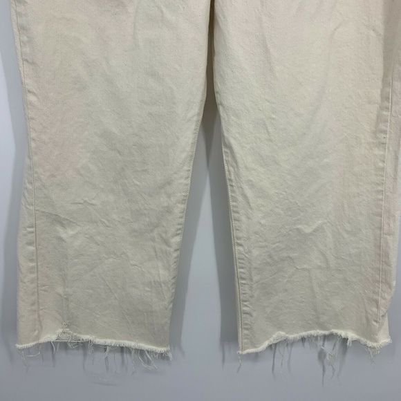 American Eagle Jeans Womens Plus Size 20 Regular Wide Leg Crop Button Fly Beige - Picture 7 of 11